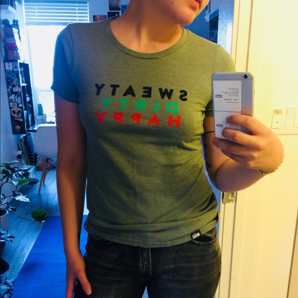 REI gray-green t-shirt